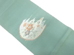 霞に花模様織り出し袋帯